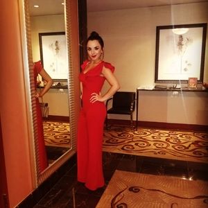 A'Gaci Red Ruffled Jumpsuit | Small |